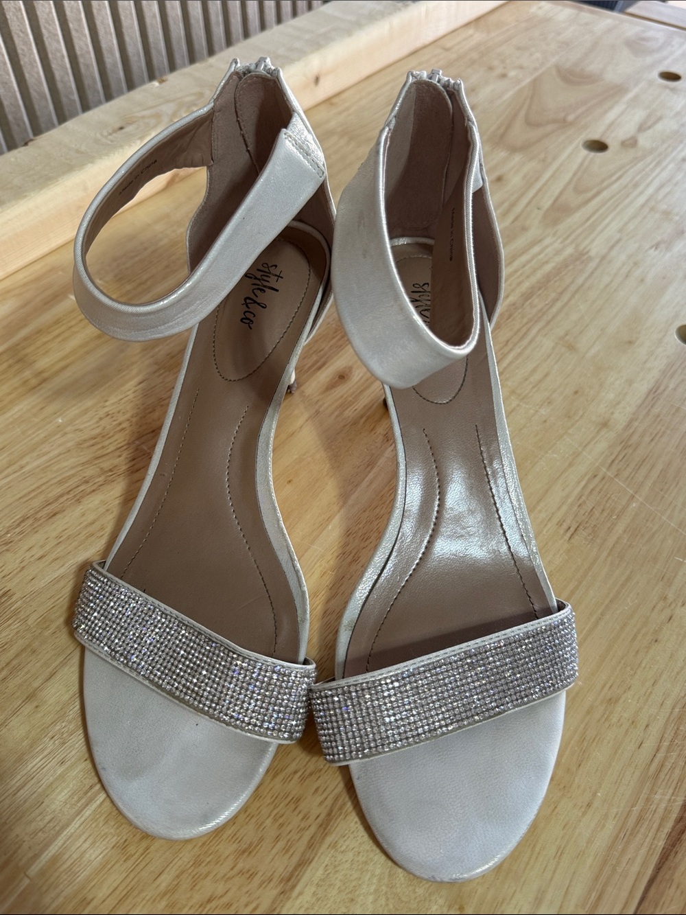Women's Shoes Crystal Ankle-Strap Sandals in Pearl